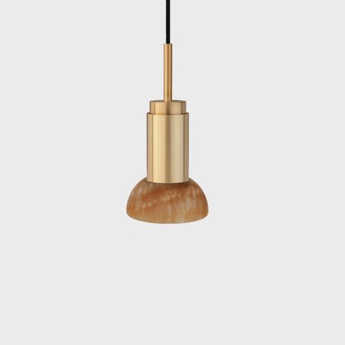 Donya Onyx Moon Hanglamp - Amberkleurige kap - Geborsteld messing