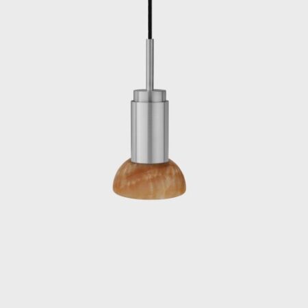 Donya Onyx Moon Hanglamp - Amberkleurige kap - Geborsteld roestvrij staal