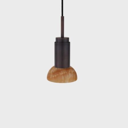 Donya Onyx Moon Hanglamp - Amberkleurige kap - Gebruind koper