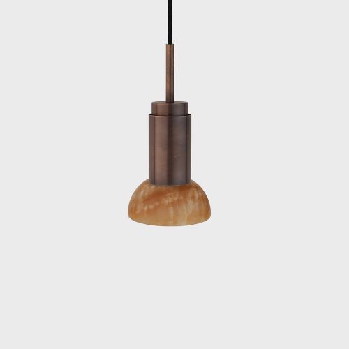 Donya Onyx Moon Hanglamp - Amberkleurige kap - Gebruind messing