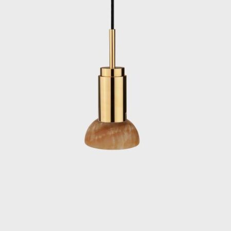 Donya Onyx Moon Hanglamp - Amberkleurige kap - Gepolijst messing