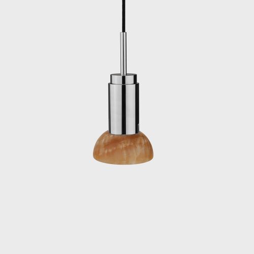 Donya Onyx Moon Hanglamp - Amberkleurige kap - Gepolijst roestvrij staal