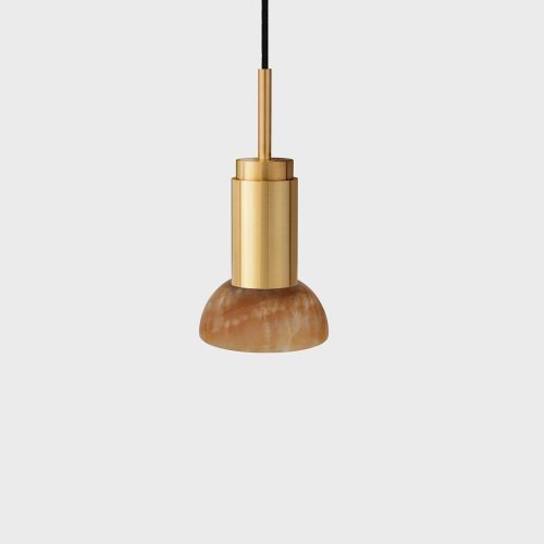 Donya Onyx Moon Hanglamp - Amberkleurige kap - Goud PVD