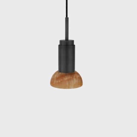 Donya Onyx Moon Hanglamp - Amberkleurige kap - Zwart PVD