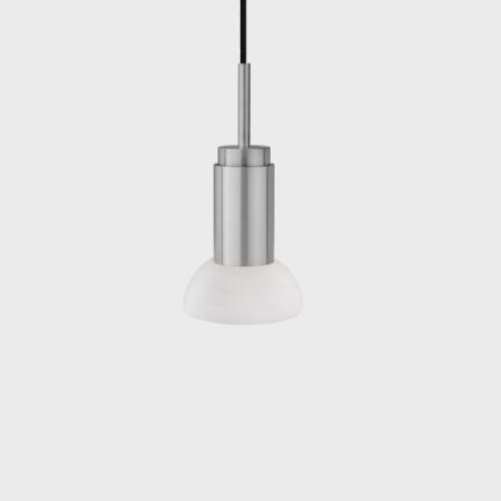 Donya Onyx Moon Hanglamp - Witte kap - Geborsteld roestvrij staal