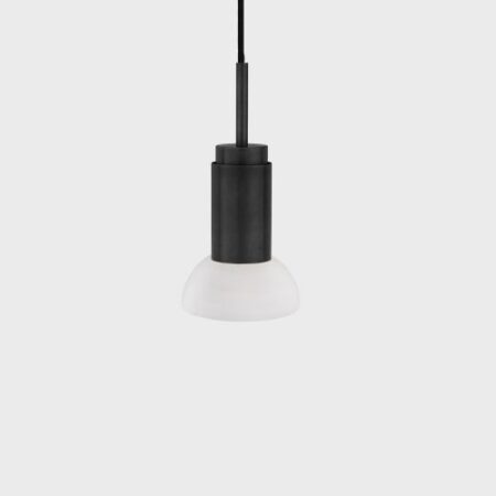 Donya Onyx Moon Hanglamp - Witte kap - Zwart PVD