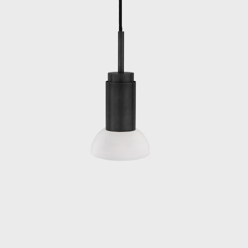 Donya Onyx Moon Hanglamp - Witte kap - Zwart PVD
