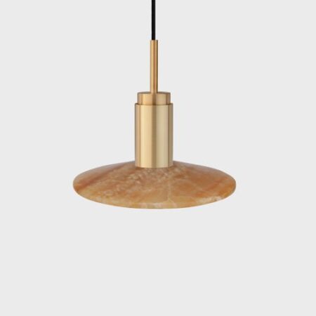 Donya Onyx Solar Hanglamp - Amberkleurige kap - Geborsteld messing