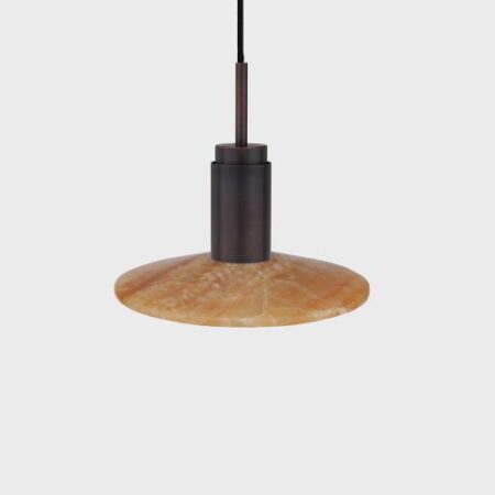 Donya Onyx Solar Hanglamp - Amberkleurige kap - Gebruind koper