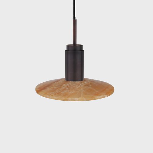 Donya Onyx Solar Hanglamp - Amberkleurige kap - Gebruind koper