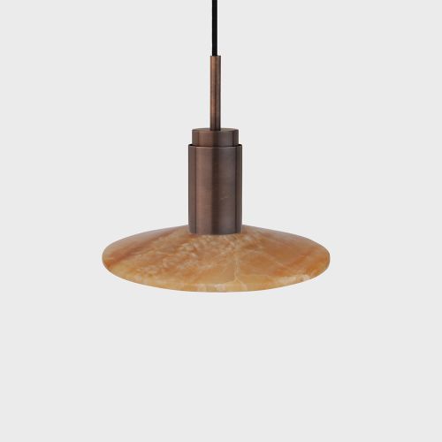Donya Onyx Solar Hanglamp - Amberkleurige kap - Gebruind messing