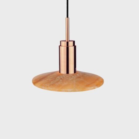 Donya Onyx Solar Hanglamp - Amberkleurige kap - Gepolijst koper