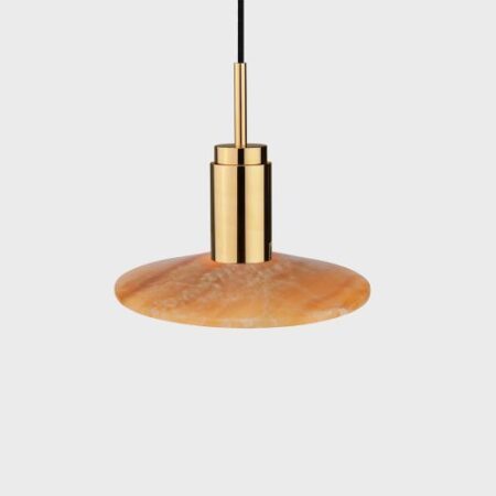 Donya Onyx Solar Hanglamp - Amberkleurige kap - Gepolijst messing