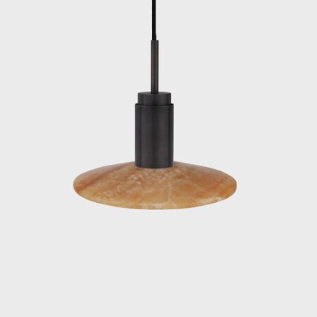 Donya Onyx Solar Hanglamp - Amberkleurige kap - Zwart PVD