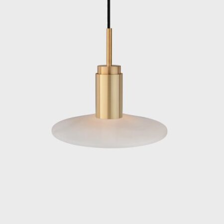 Donya Onyx Solar Hanglamp - Witte kap - Geborsteld messing