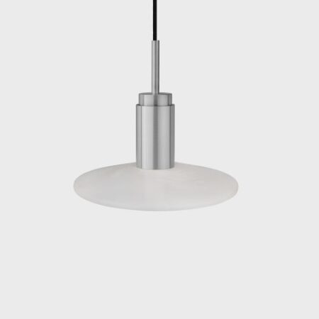 Donya Onyx Solar Hanglamp - Witte kap - Geborsteld roestvrij staal