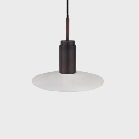 Donya Onyx Solar Hanglamp - Witte kap - Gebruind koper