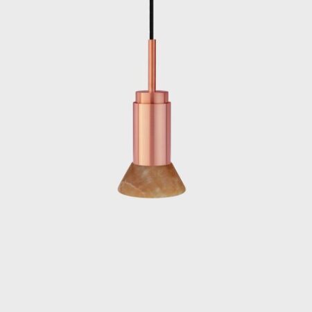 Donya Onyx Trapeze Hanglamp - Amberkleurige kap - Geborsteld koper