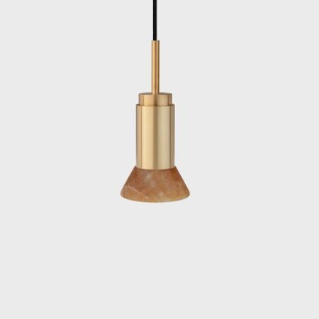 Donya Onyx Trapeze Hanglamp - Amberkleurige kap - Geborsteld messing