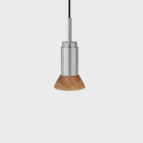 Donya Onyx Trapeze Hanglamp - Amberkleurige kap - Geborsteld roestvrij staal