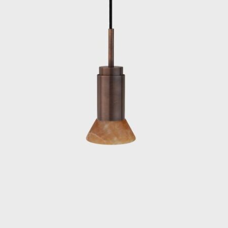 Donya Onyx Trapeze Hanglamp - Amberkleurige kap - Gebruind messing