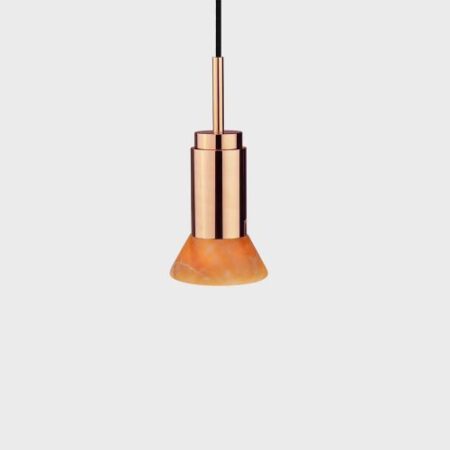 Donya Onyx Trapeze Hanglamp - Amberkleurige kap - Gepolijst koper