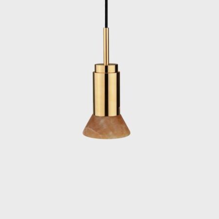 Donya Onyx Trapeze Hanglamp - Amberkleurige kap - Gepolijst messing