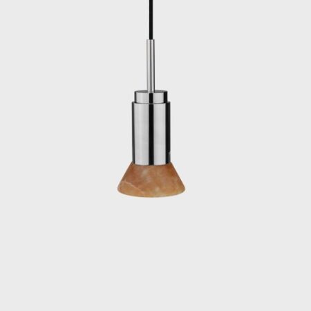 Donya Onyx Trapeze Hanglamp - Amberkleurige kap - Gepolijst roestvrij staal