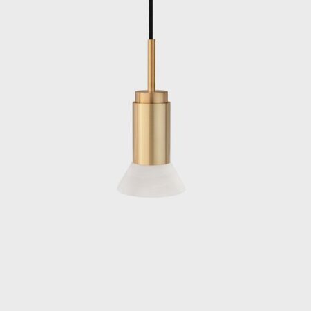 Donya Onyx Trapeze Hanglamp - Witte kap - Geborsteld messing