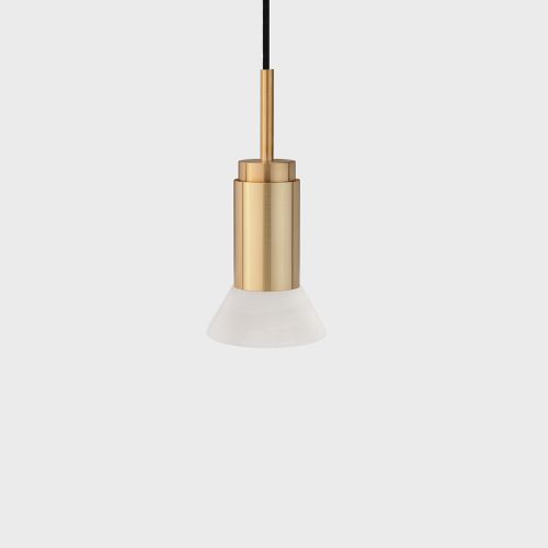 Donya Onyx Trapeze Hanglamp - Witte kap - Geborsteld messing