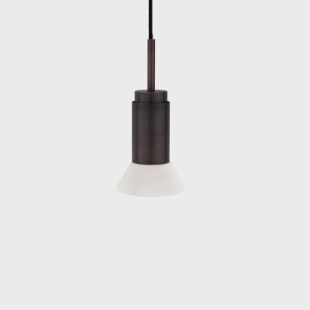 Donya Onyx Trapeze Hanglamp - Witte kap - Gebruind koper