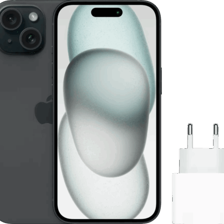 Apple iPhone 15 128GB Zwart + Apple Snellader