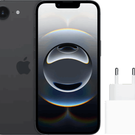 Apple iPhone 16e 128GB Zwart + Apple Snellader