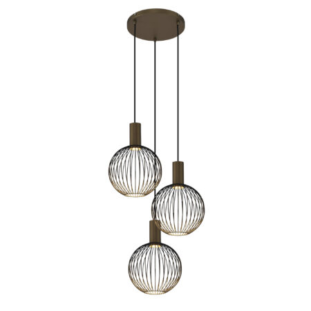 Ascha 3-lichts Hanglamp Zwart Goud