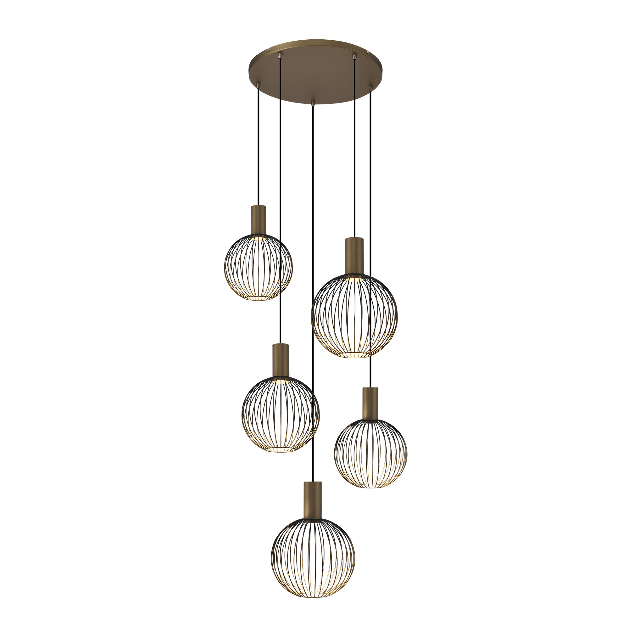 Ascha 5-lichts Hanglamp Zwart Goud