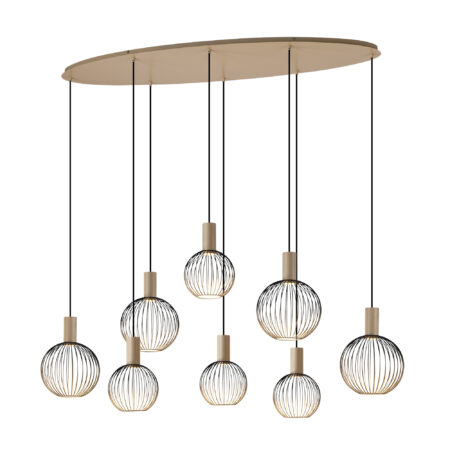 Ascha 8-lichts Hanglamp Zwart Beige