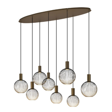 Ascha 8-lichts Hanglamp Zwart Goud