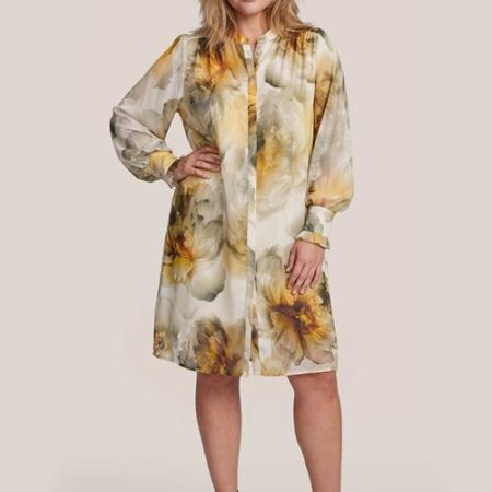 Ashley Print Jurk Zand / Geel Maxi