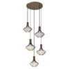Asli 5-lichts Hanglamp Zwart Goud