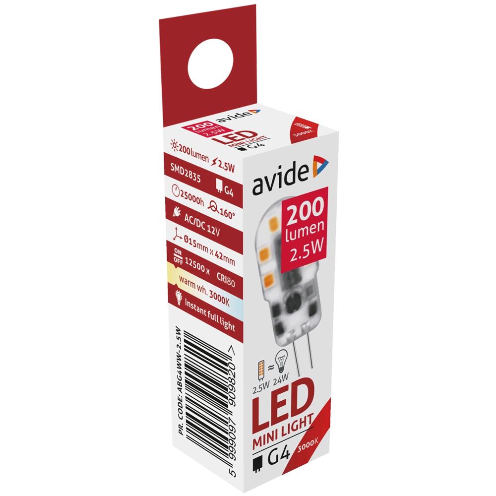 Avide LED G4 2.5W WW 3000K (200 lumen) | Avide