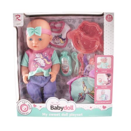 Babypop met accesoires 26cm | Merkloos
