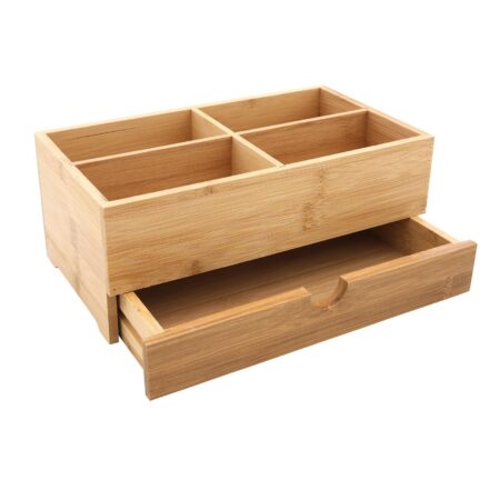 Bamboe opberger met lade 27x15x11cm | Merkloos