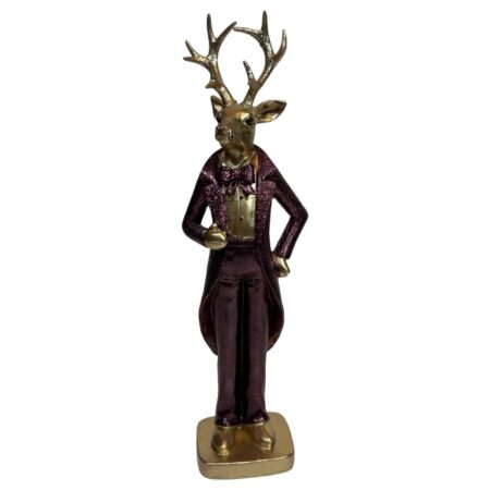 Beeld Hert in rode pak 8.5x6x27cm | Mansion Atmosphere
