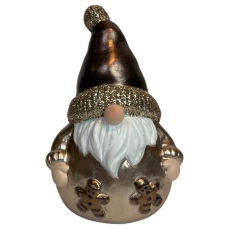 Beeld Santa LED bruin/goud 9x7.5x13cm | Mansion Atmosphere