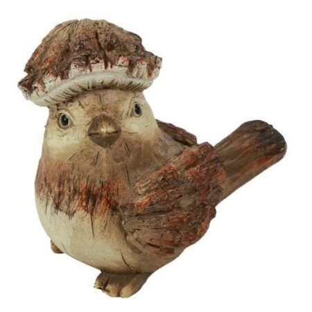 Beeld Vogel bruin polystone H9