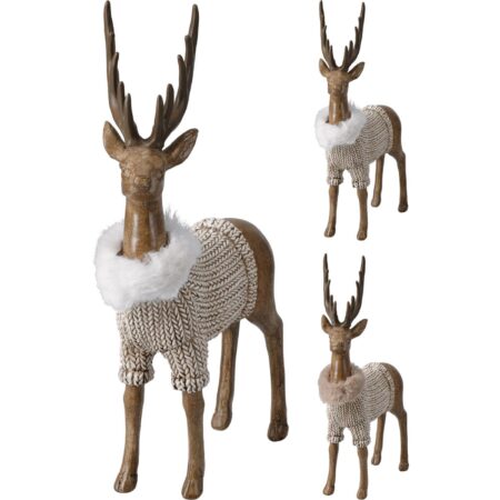 Beeld hert met trui 30cm 2assorti | Merkloos
