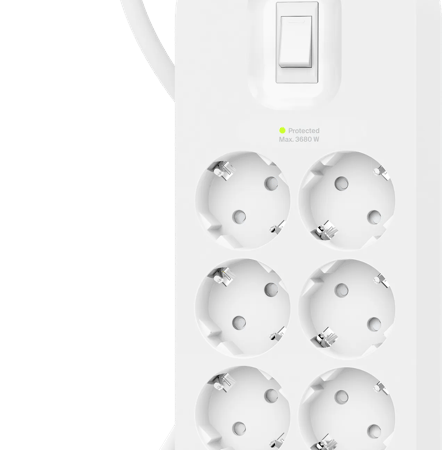 Belkin Stekkerdoos 6-voudig 2 meter met usb A/C 18W Wit