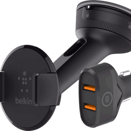 Belkin Telefoonhouder Auto Dashboard/Voorruit + BlueBuilt Autolader Quick Charge 18W