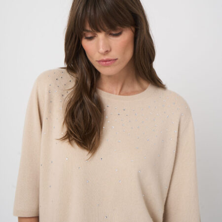 Biologische cashmere trui met subtiele hotfix