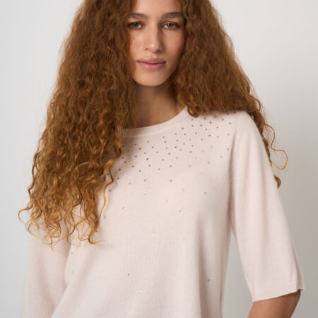 Biologische cashmere trui met subtiele hotfix